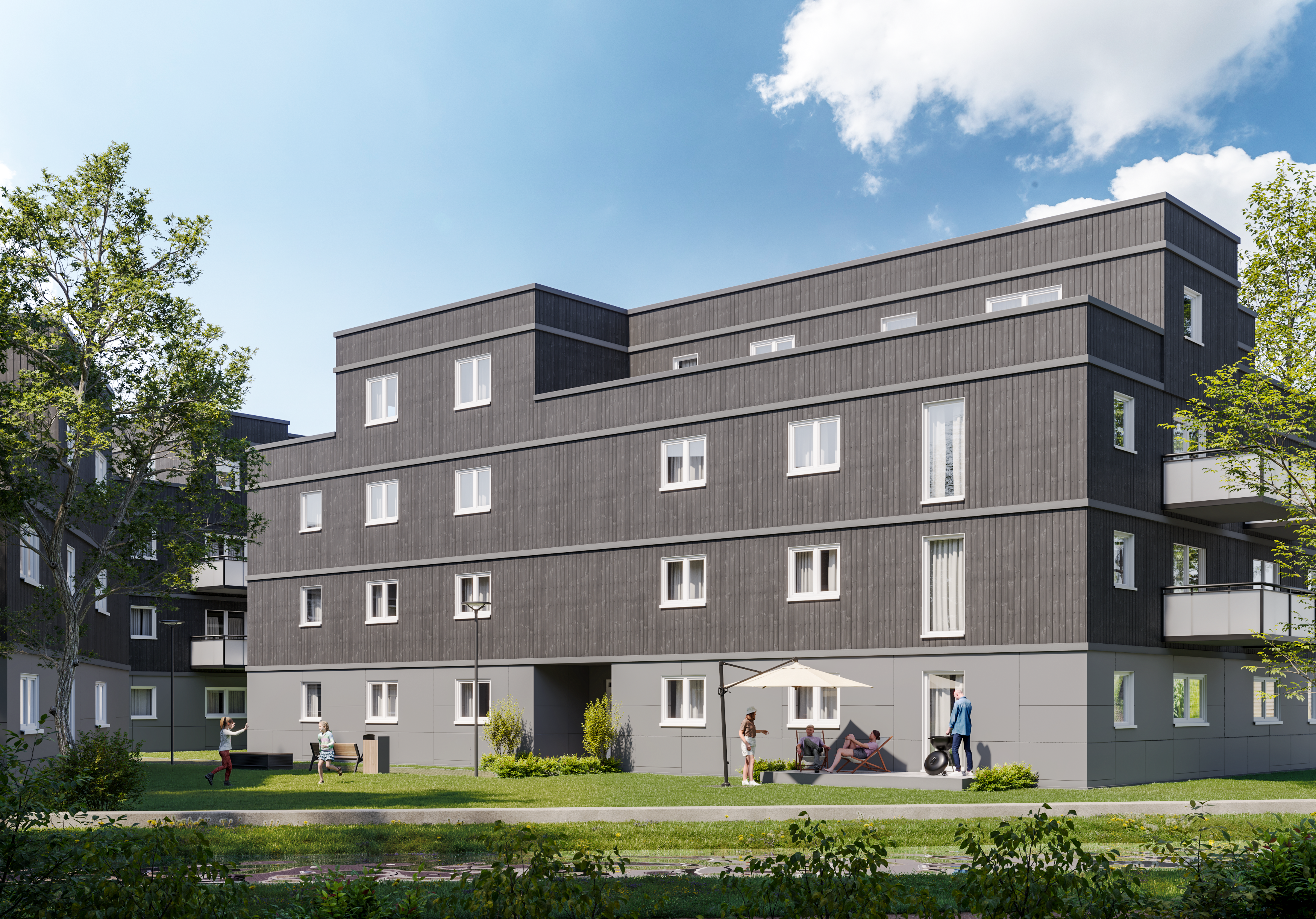 Straßenansicht der Häuser