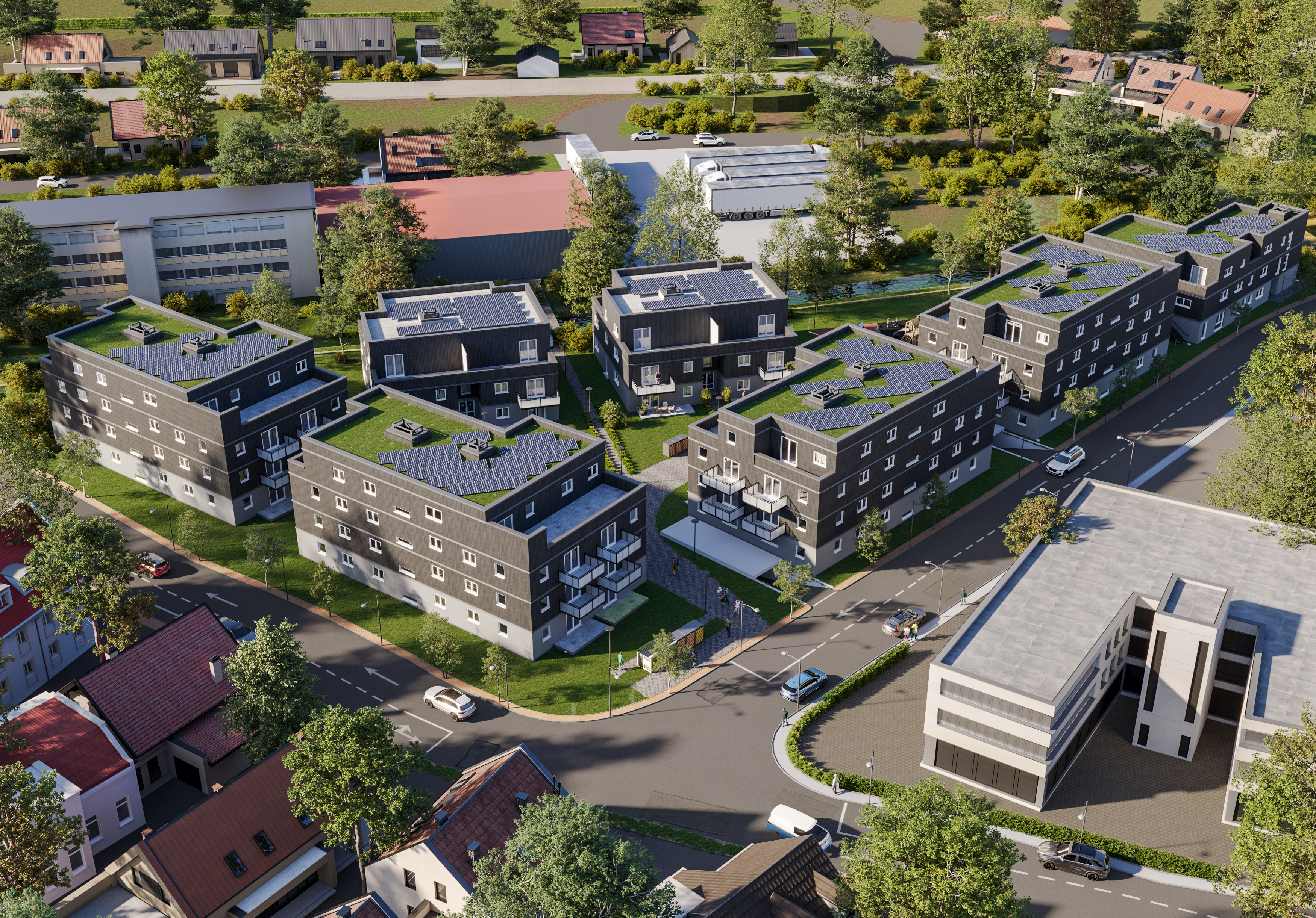 Luftaufnahme des Quartiers